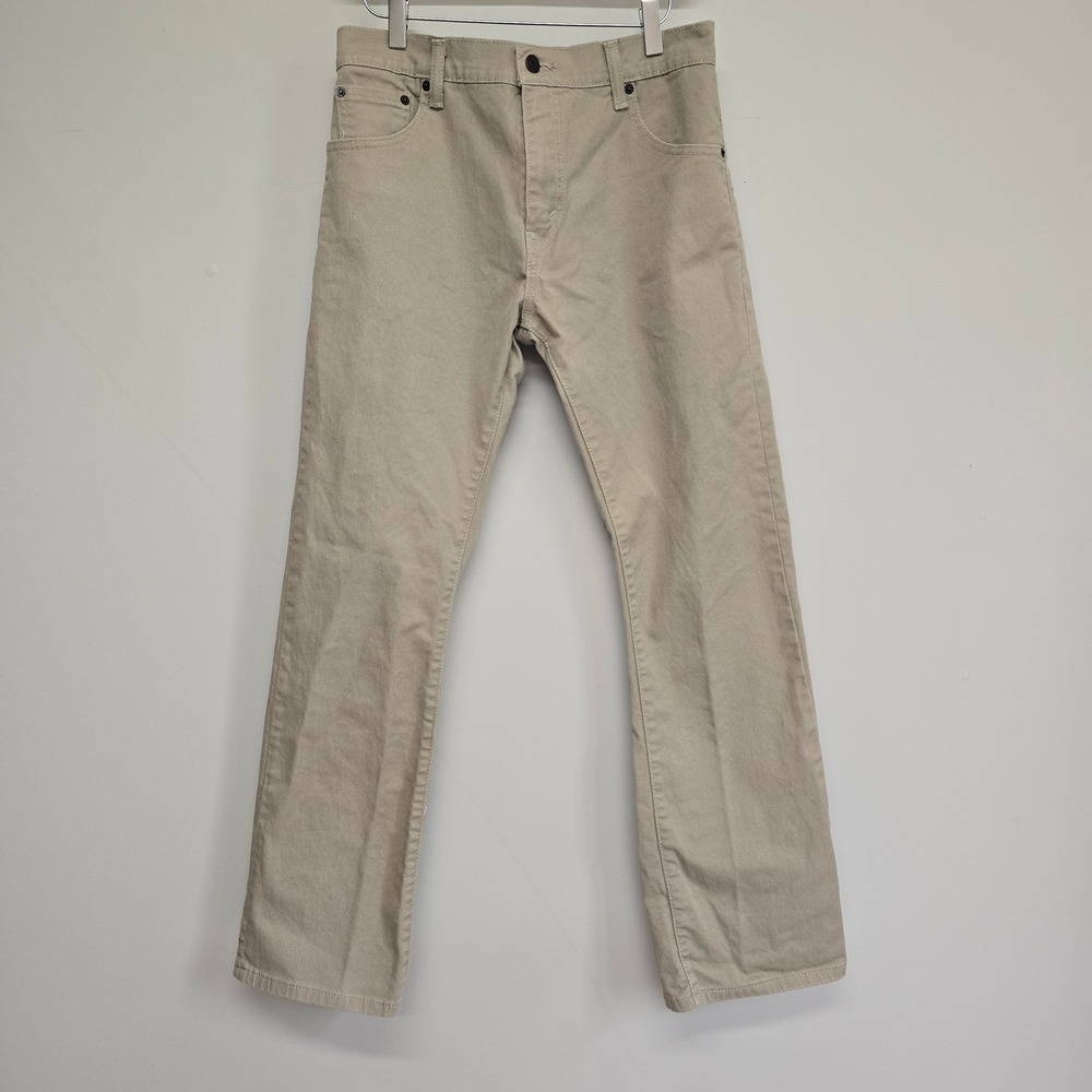 Levi's 517 Bootcut Mens 30x30 Beige Stretch Denim Jeans Western Minimalist